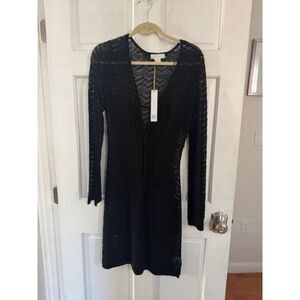 NWT House of Harlow 1960 crochet/lace dress/coverup, black, small.